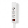 REGLETA 3 TOMAS SCHUKO+INT+2xUSB BLANCA