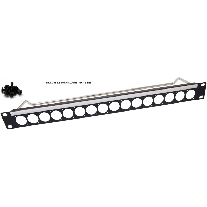 PANEL 19" 1U 16 PUERTOS XLR+ VARILLA+POR