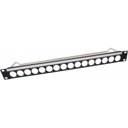 PANEL 19" 1U 16 PUERTOS XLR+ VARILLA+POR