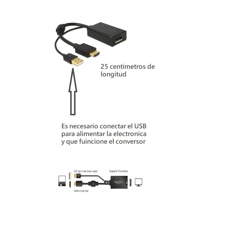 Comprar Adaptador DISPLAYPORT Macho a HDMI Hembra 0.15 M. Online