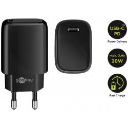 ALIMENTADOR 220V 1xUSB C 3A 20W NEGRO