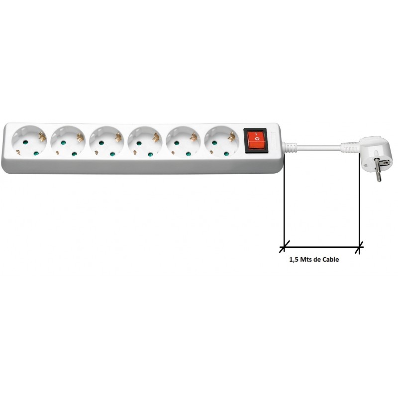 REGLETA 6 TOMAS SCHUKO+INT BLANCA 1,5M