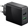 ALIMENTADOR 220V 2xUSB 5A 28W QC3.0 NEGR