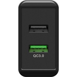 ALIMENTADOR 220V 2xUSB 5A 28W QC3.0 NEGR