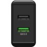 ALIMENTADOR 220V 2xUSB 5A 28W QC3.0 NEGR