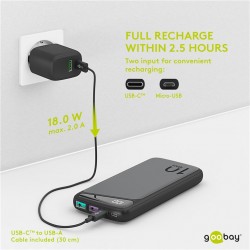 POWERBANK 10.000 mAh 2 SALIDAS USB+USB C