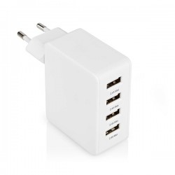 ALIMENTADOR 220V 4xUSB A 2,4A 10W BLANCO