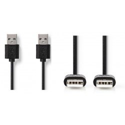 CABLE USB A 2.0 M-M 2MTS NEGRO