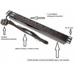 REGLETA 19" 7  TOMAS UK SIN INTERRUPTOR