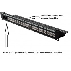 PANEL 19" 24P RJ45 VACIO+ GUIA CABLE NEG