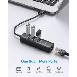 ADAPT USB A 3.0-RJ45 H100/1000 ETHER+HUB