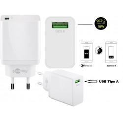 ALIMENTADOR 220V 1xUSB 3A 18W QC3.0 BL