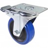 RUEDA 100mm GOMA AZUL CON FRENO RACK