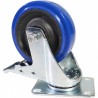 RUEDA 100mm GOMA AZUL CON FRENO RACK