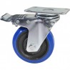 RUEDA 100mm GOMA AZUL CON FRENO RACK