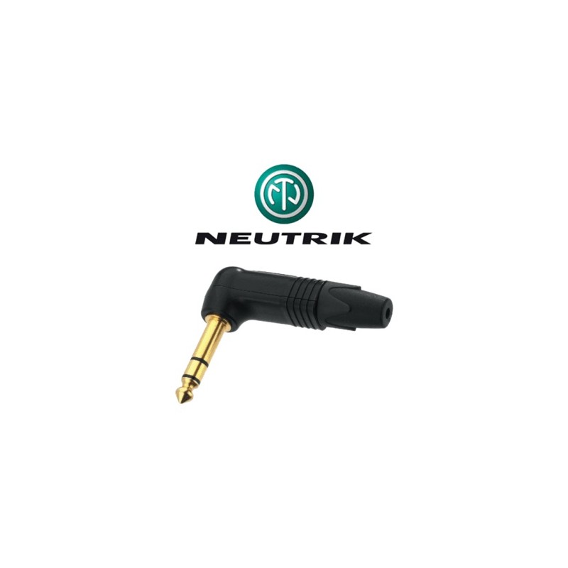 CONECTOR JACK M 6,35mm ST CODO NEGRO NEU