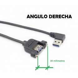 CABLE USB A 3.0 M CODO-H 0,2M NEGRO DRCH