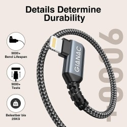 CABLE APPLE LIGHTNING Codo 90º-USB 2MTS