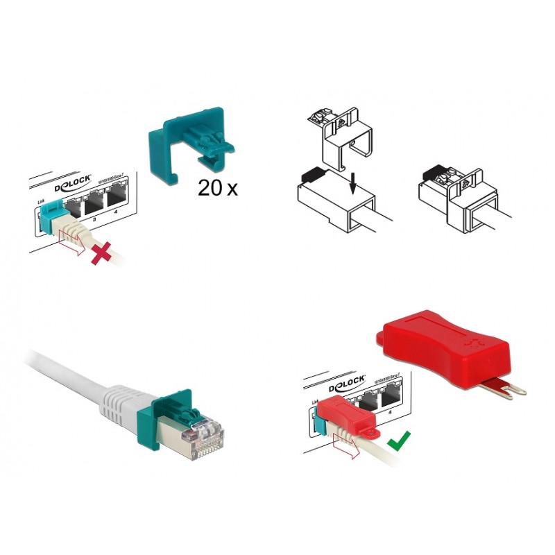 BLOQUEO SEGURIDAD RJ45 MACHO 20u/ DELOCK