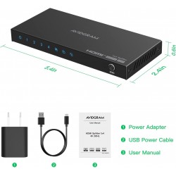SPLITTER HDMI 1 ENTRADA 4 SALIDAS HD4K60