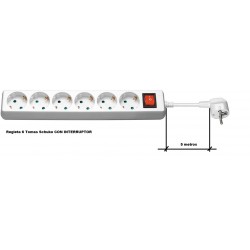 REGLETA 6 TOMAS SCHUKO+INT BLANCA 5M