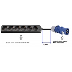 REGLETA 6 SCHUKO S/I CETAC 2P+T16A 1,5M