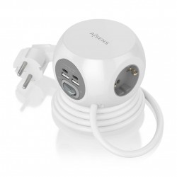 REGLETA 3 TOMAS SCHUKO+2xUSB+2xUSBc CUBO