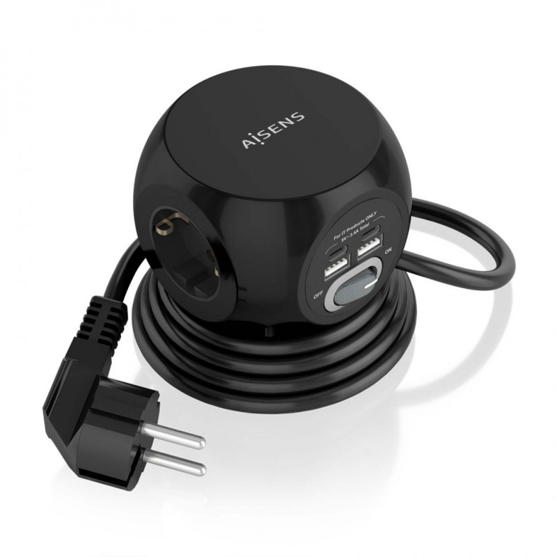 REGLETA 3 TOMAS SCHUKO+2xUSB+2xUSBc CUBO