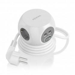 REGLETA 3 TOMAS SCHUKO+2xUSB+2xUSBc CUBO