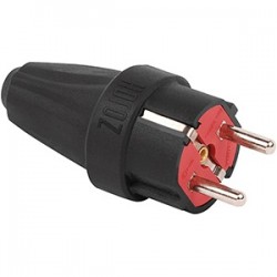 CONECTOR SCHUKO MACHO GOMA NEGRO RECTO