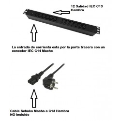REGLETA 19" 12xC13 + LED+ PROTECSOBRECAR