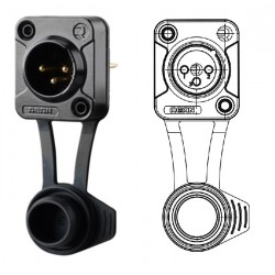 CONECTOR XLR3 MACHO PANEL NEGRO REANIP65