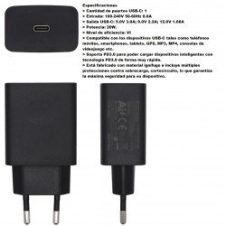 ALIMENTADOR 220V 1xUSB C QC3.0 3A 20W NE