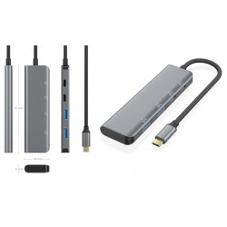 ADAPTADOR USB C M-2xUSB C+2xUSB A 15cm