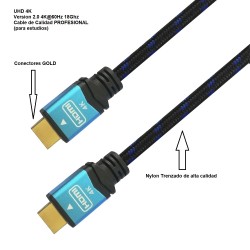 CABLE HDMI M-M 4K 0,5M NYLON GOLD V.2.0