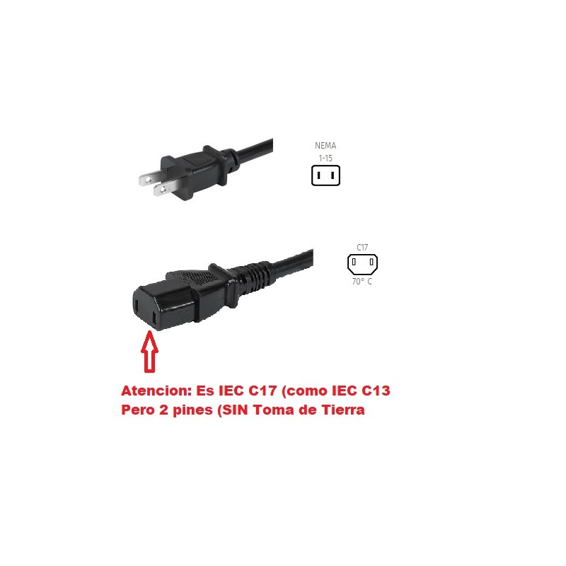 CABLE ALIMENTACION USA-C17 H 2,5M Sin TT