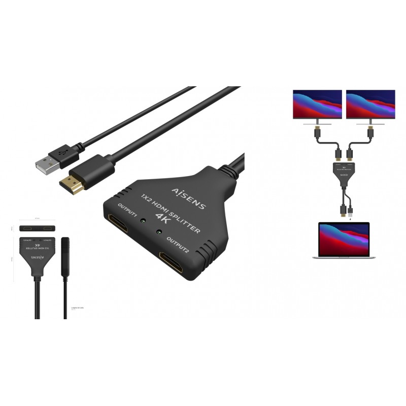 SPLITTER HDMI 1 ENTRADA 2 SALIDAS CABLE