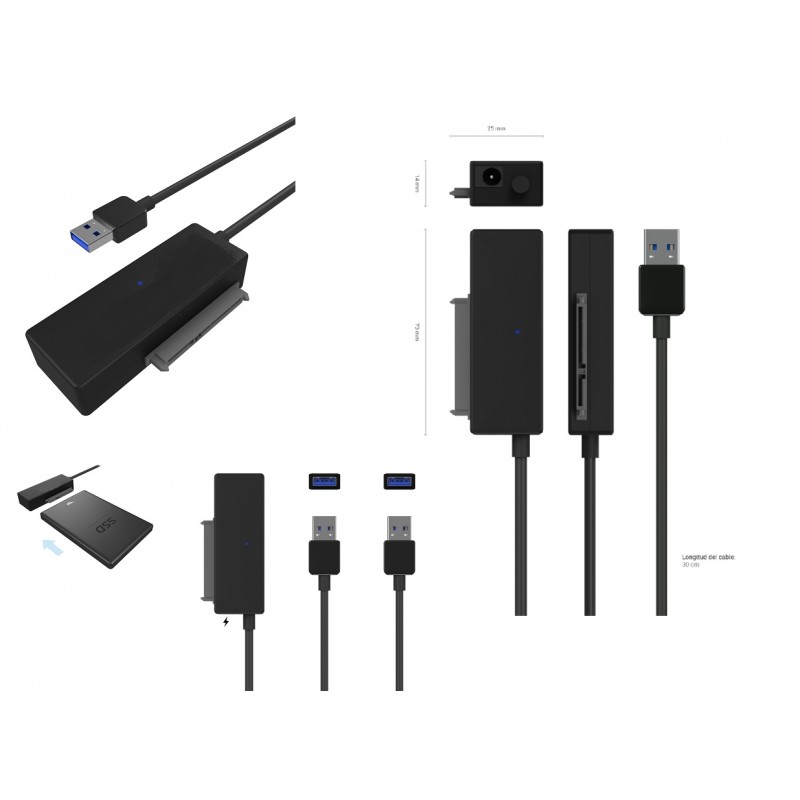 ADAPTADOR USB 3.0 A SATA + ALIMENTACION