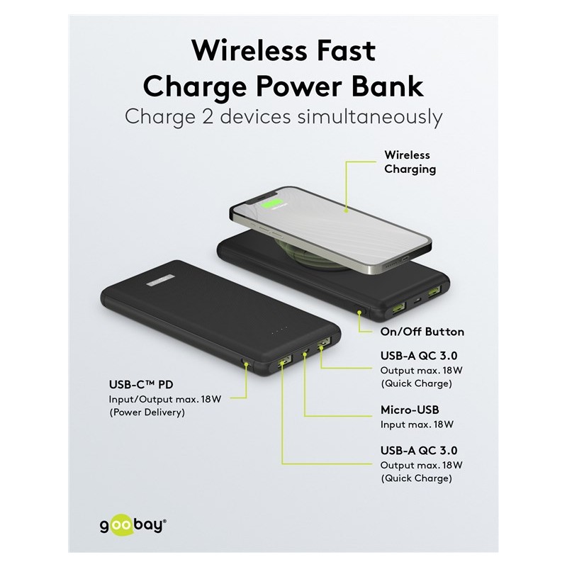POWERBANK 10.000 mAh 2 SALIDAS USB+USB C