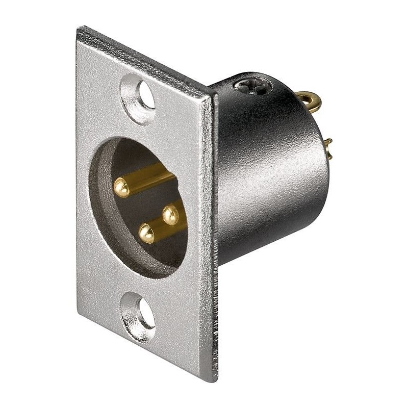 CONECTOR XLR3 MACHO PANEL NIKEL SOLDAR