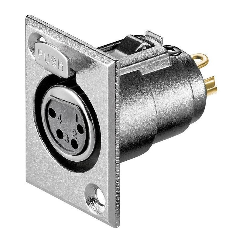 CONECTOR XLR4 HEMBRA PANEL NIKEL SOLDAR