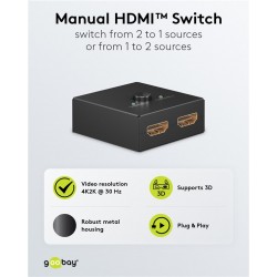 SWITCH HDMI 2 ENTRADAS 1 SALIDA "BOTON"