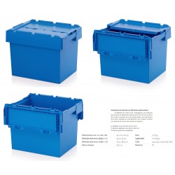 CONTENEDOR PLASTICO CON TAPA 600x400x440