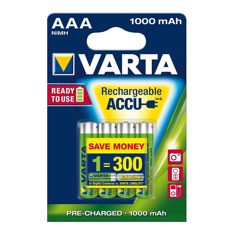 PACK 4U/ PILA HR3 RECARGABLE AAAR1000mAh