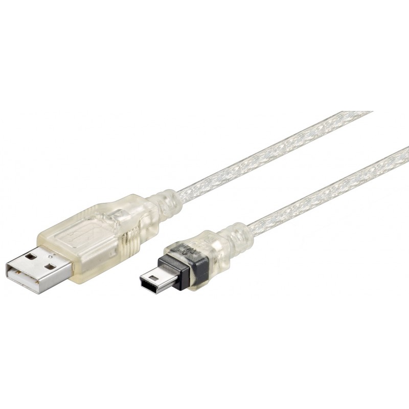 CABLE USB A/M-MINI-B(5P) 0,50MTS TRANSPA