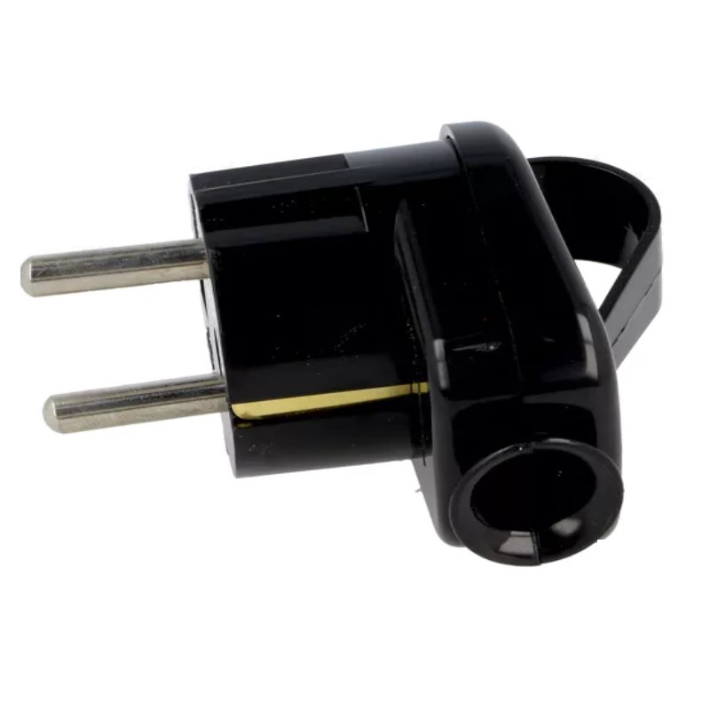 CONECTOR SCHUKO MACHO NEGRO CODO 90º