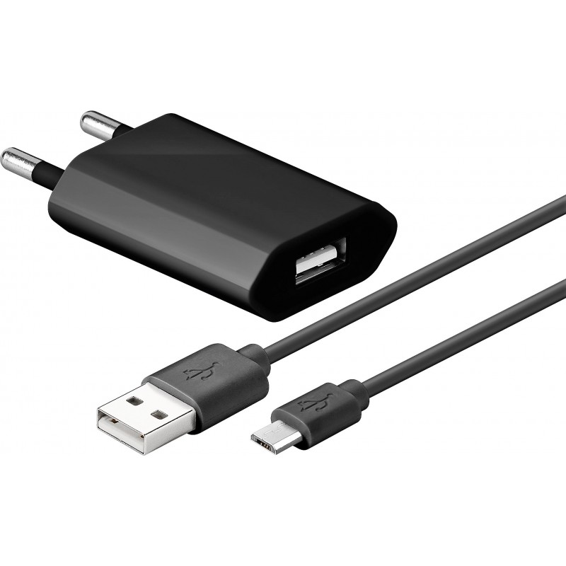 ALIMENTADOR 220V MICRO USB B 1A KIT NEGR