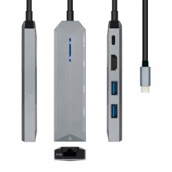 ADAPTADOR USB C M-HDMI+1RJ45+2xUSB+USB C