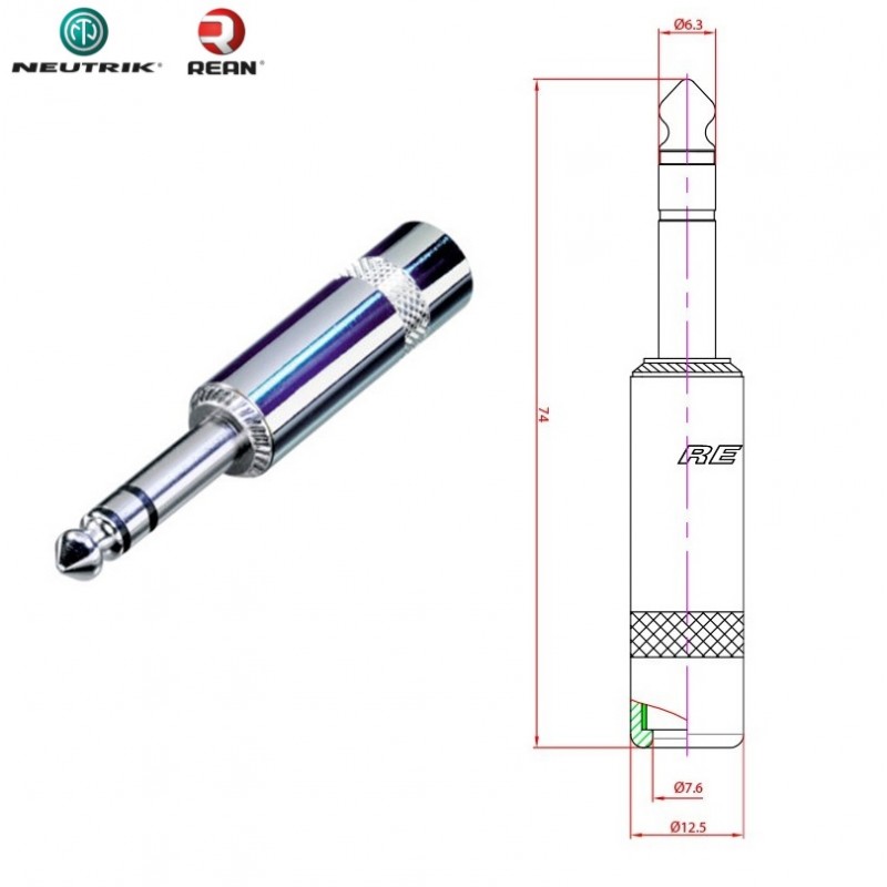 CONECTOR JACK M 6,35mm ST REAN NIKEL