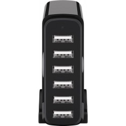 ALIMENTADOR MULTICARGADOR 6xUSB 8A NEGRO